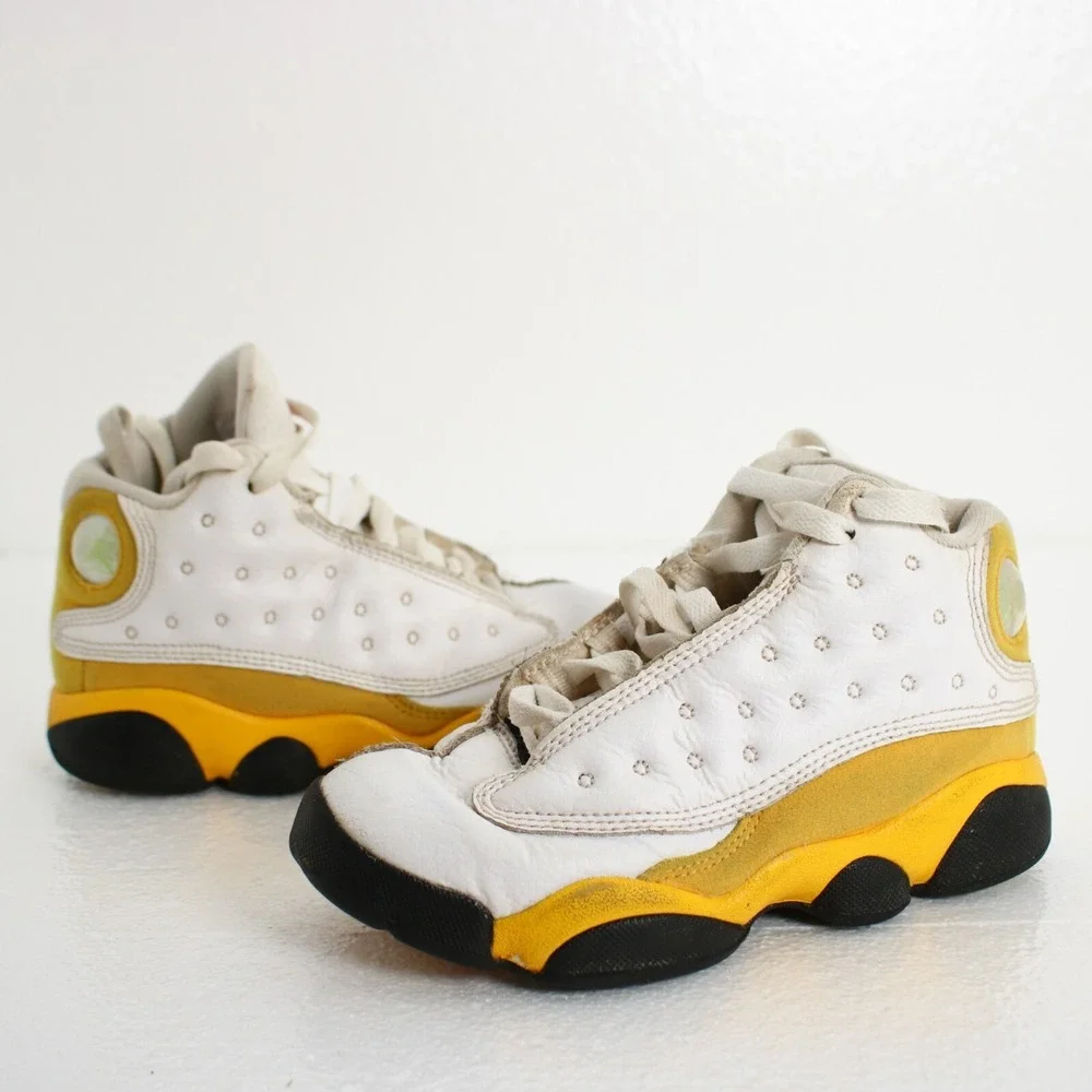 Nike Air Jordan 13 Retro Del Sol Shoes Sneakers White Yellow DJ3005-167 Kids 13C